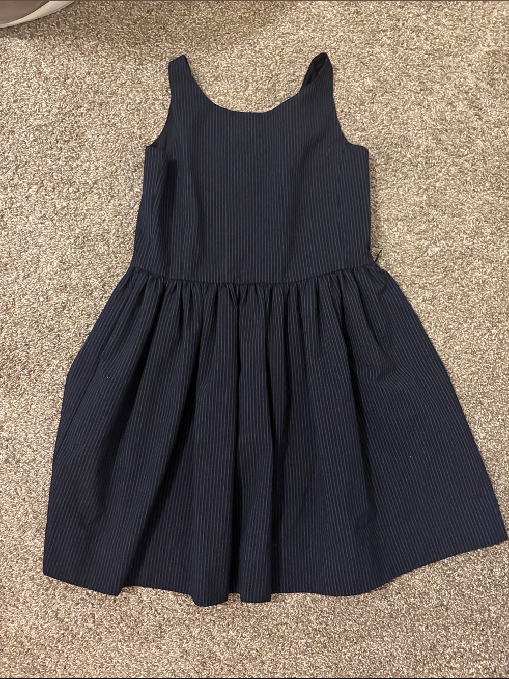 Polo by Ralph Lauren Girls Navy Pinstripe Sleeveless Dress